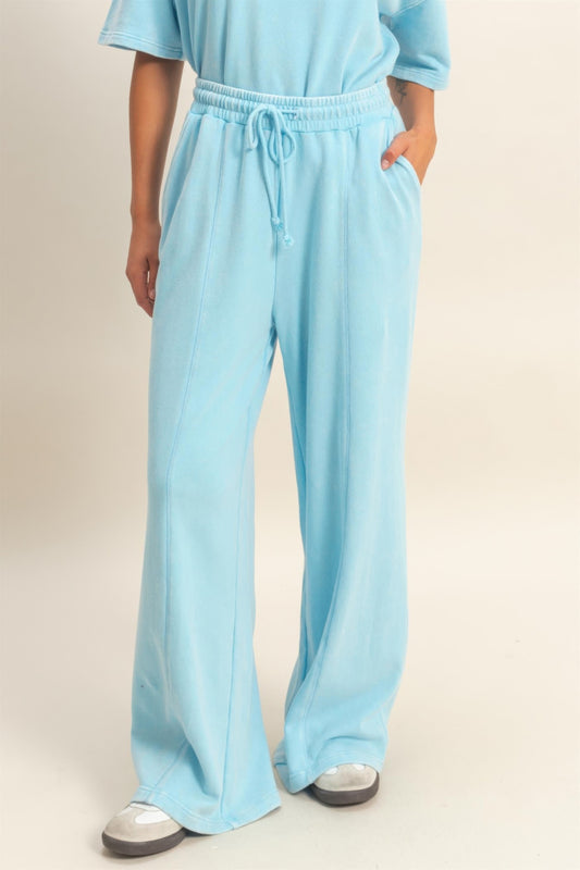 Acid Wash Wide-Leg Pants — Front View | Gloravi