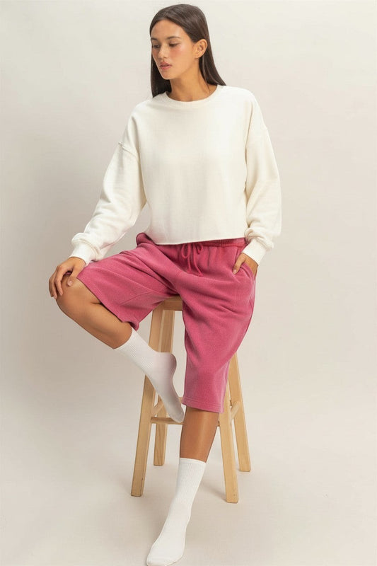 Women's Cropped Mineral Wash Sweatshirt — Front View | Gloravi