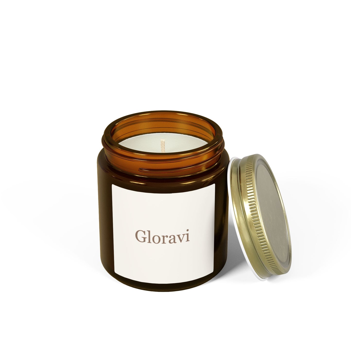 Gloravi Warmth soy candle — coconut apricot wax, glass jar, 4oz