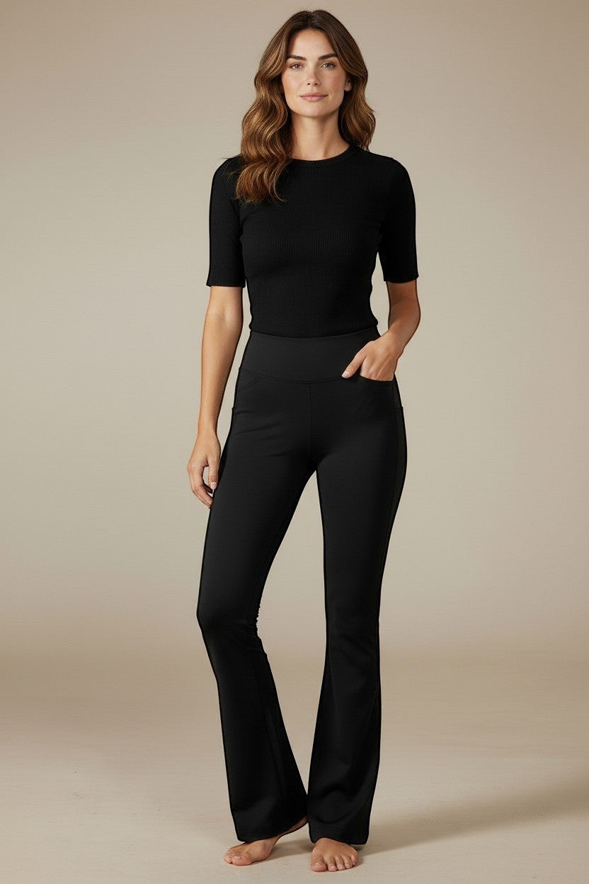 Women's High-Stretch Flared Yoga Pants — Front View | Gloravi