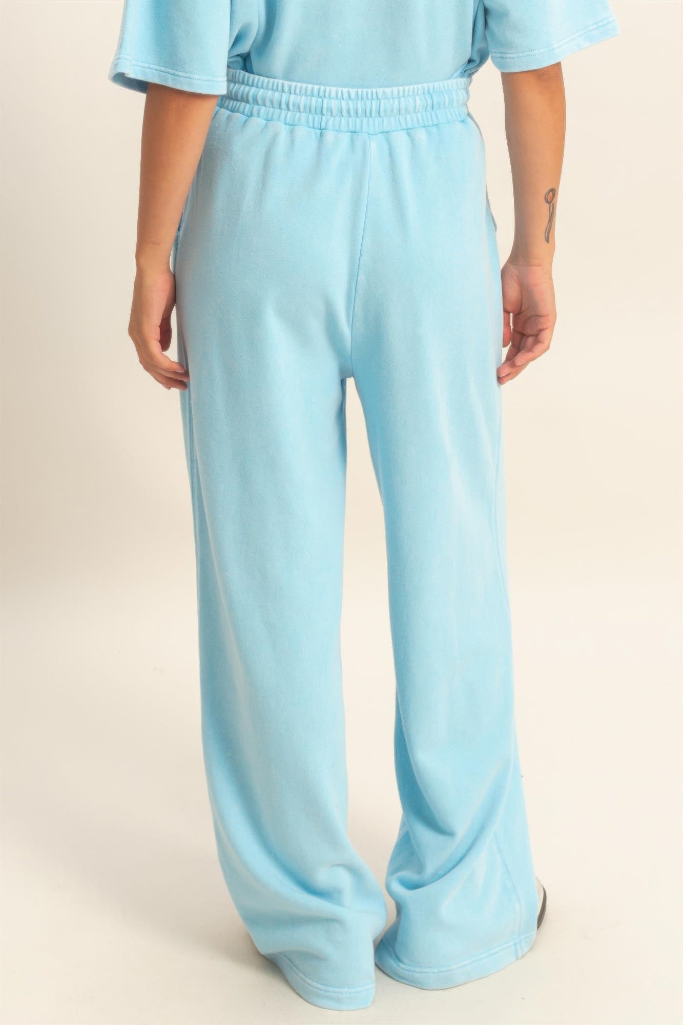 Acid Wash Wide-Leg Pants — Back View | Gloravi