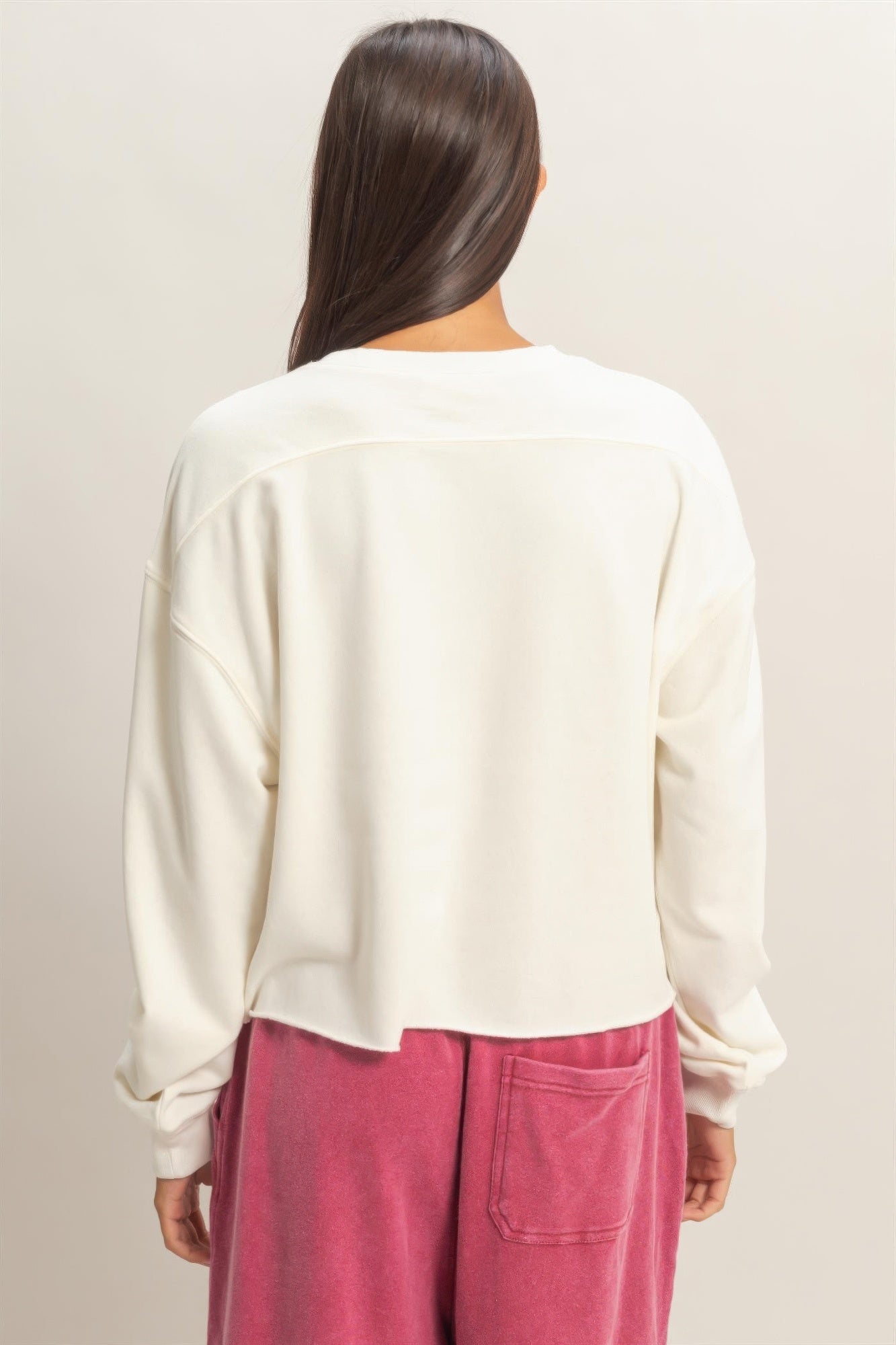 Women's Cropped Mineral Wash Sweatshirt — Model Wearing | Gloravi