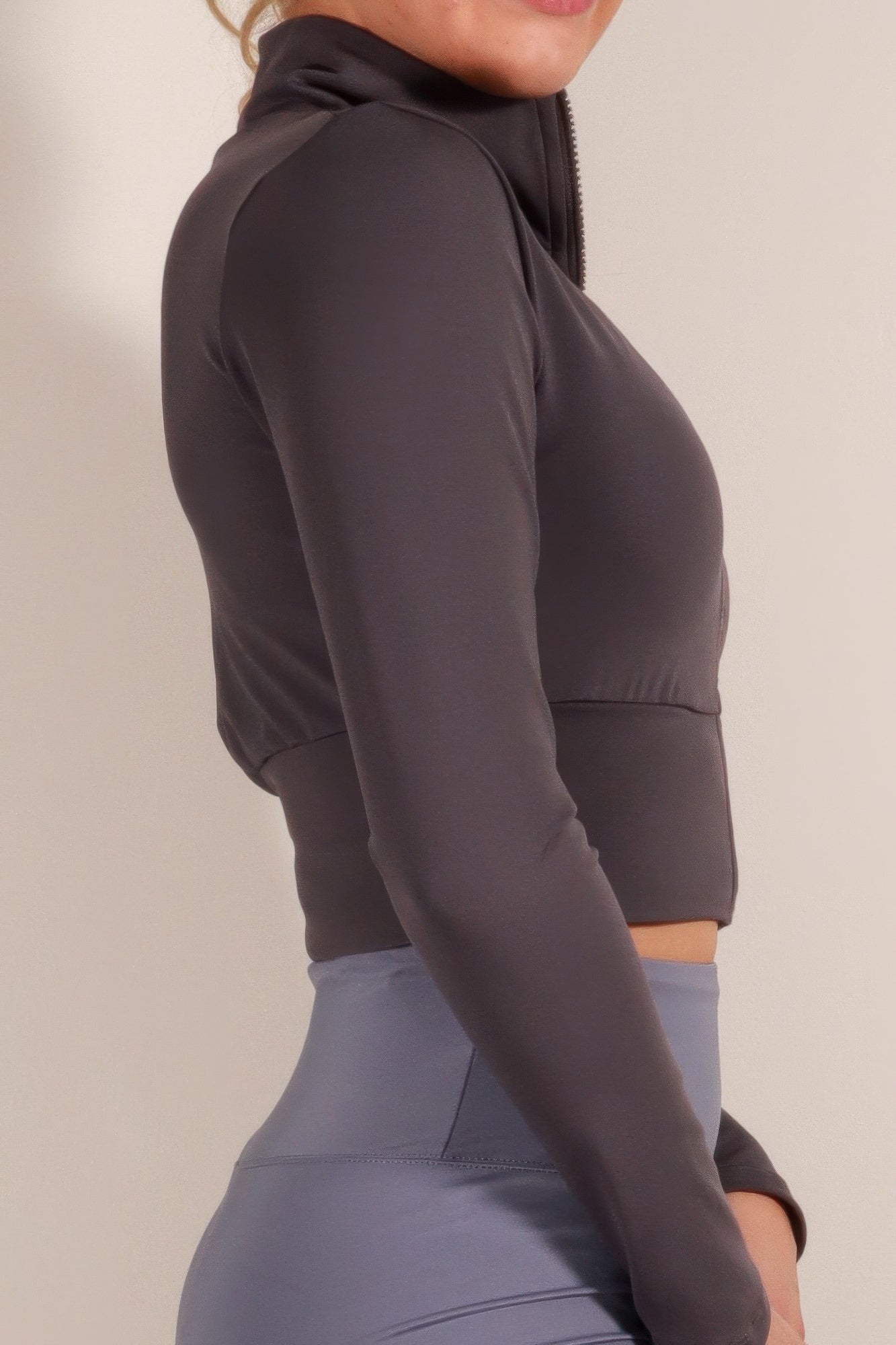Women's Cropped Zip Up Sports Jacket — Full Look | Gloravi