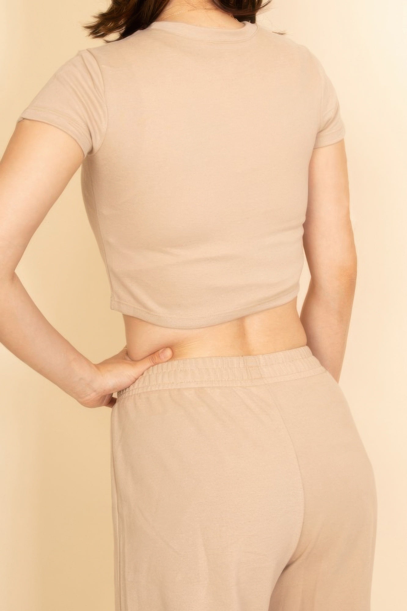 2-Piece Crop Tee & Wide Leg Lounge Pants Set — Side View | Gloravi