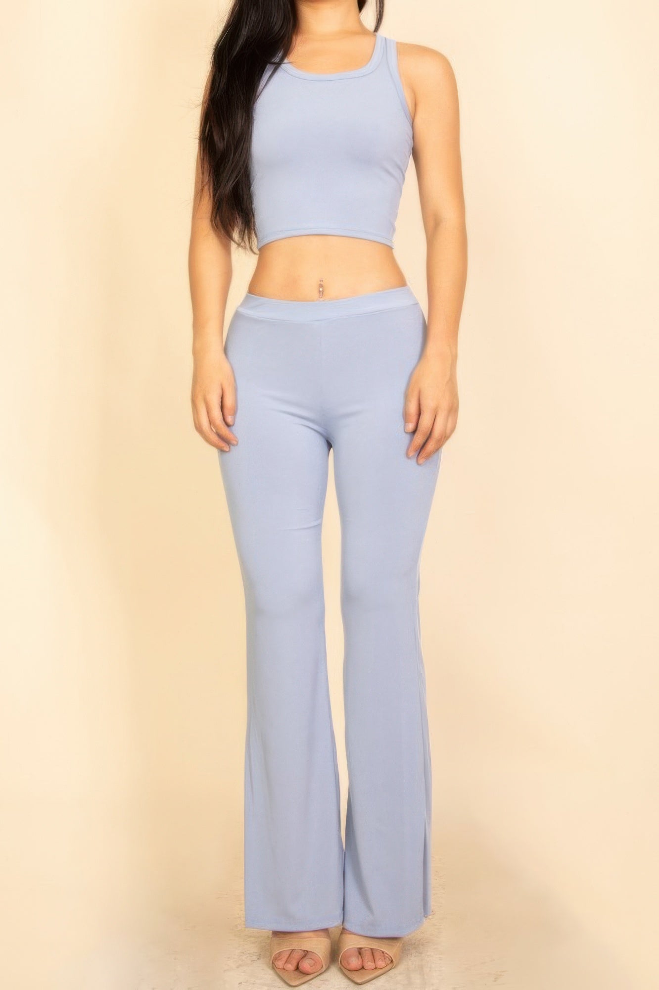 Ribbed 2-Piece Set in Cloud — Front View | Gloravi