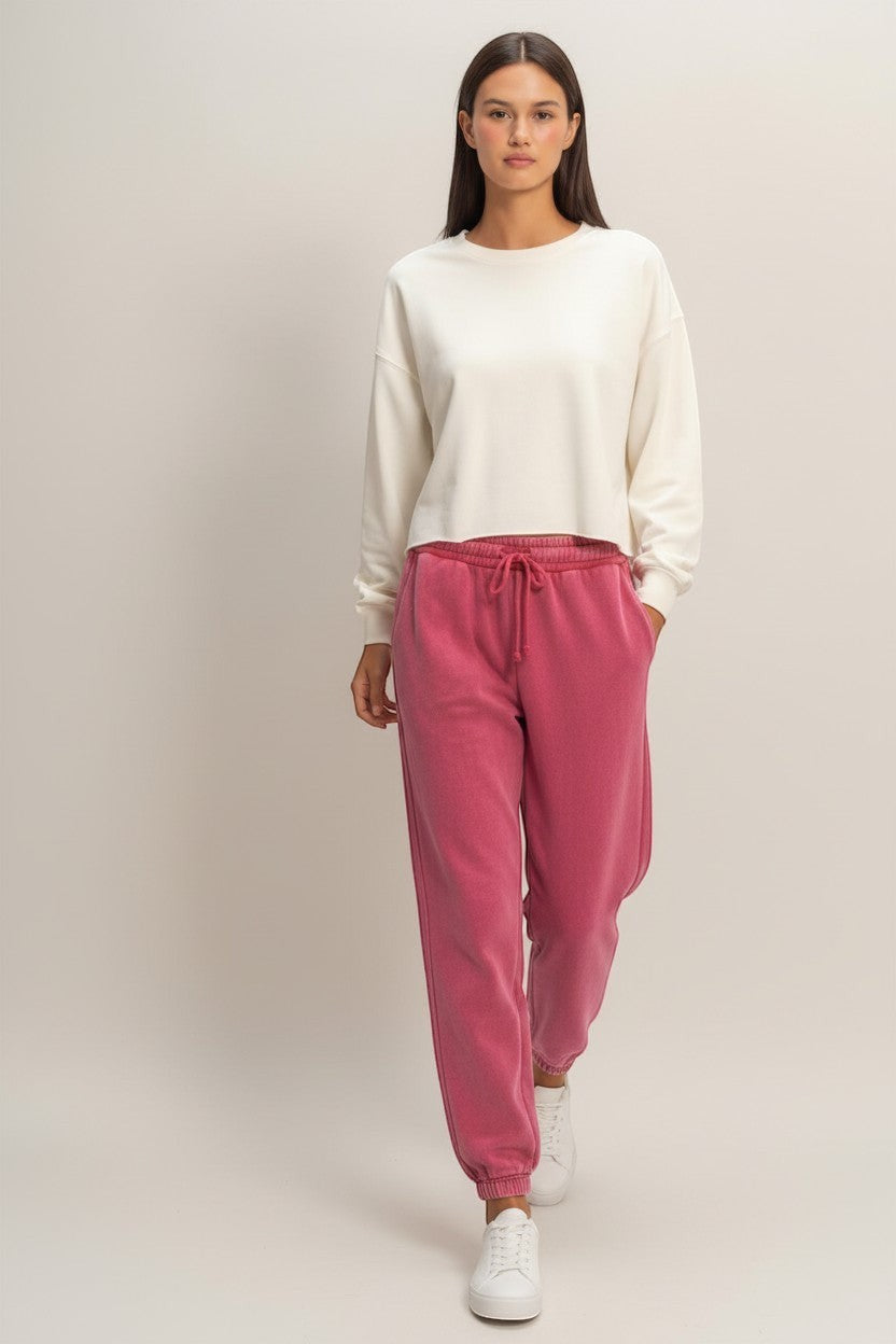 Women's Cropped Mineral Wash Sweatshirt — Back View | Gloravi