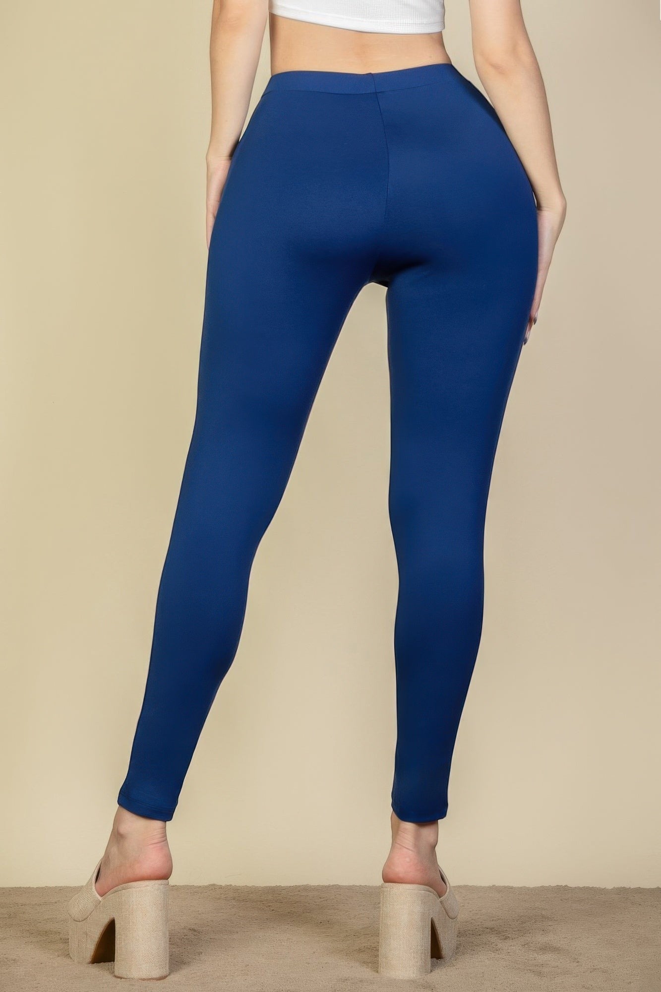 Women's Solid High Waist Leggings — Close Up | Gloravi