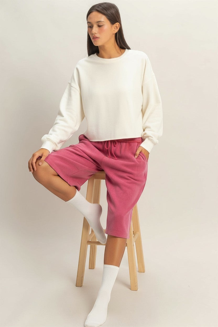 Women's Cropped Mineral Wash Sweatshirt — Front View | Gloravi